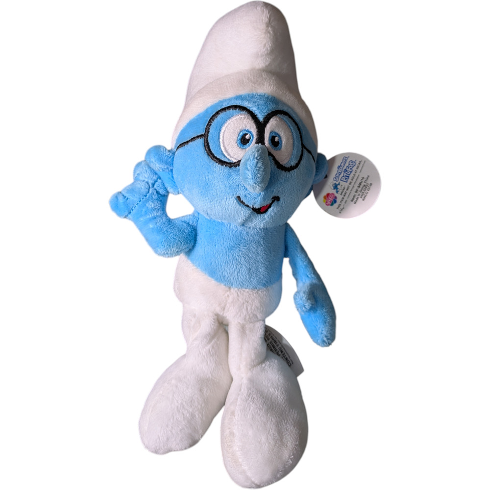 Brainy Smurf Plush Toy Glasses 10- 11 inch Tall Soft NWT The Smurfs Plushie